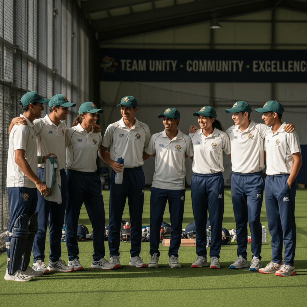 क्रिकेट अकादमी में समुदाय और टीम प्रशिक्षण